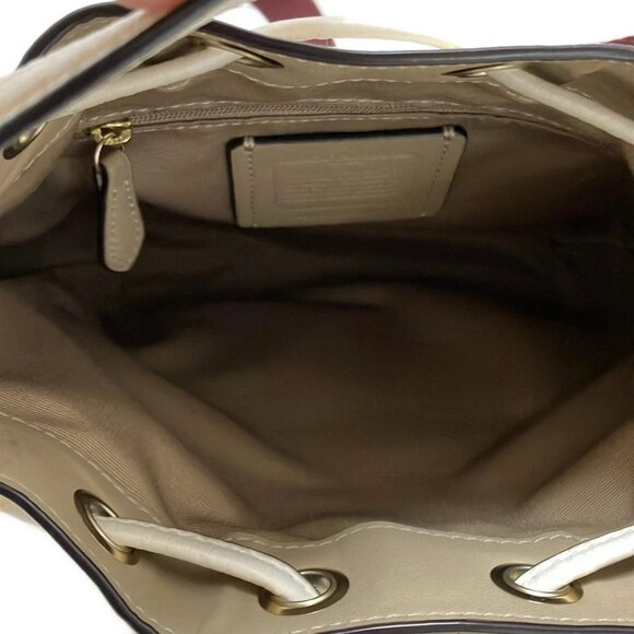 Auth COACH C7964 Pink Beige Cream Jacquard Leather - Handbag - Picture 5 of 9